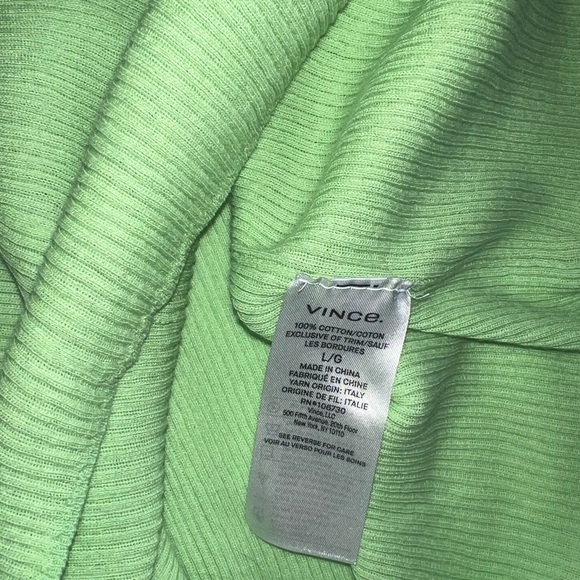 VINCE Ribbed Boat Neck Long Sleeve Tee in Green - L - Picture 7 of 11